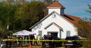 Sutherland Springs church with police in front