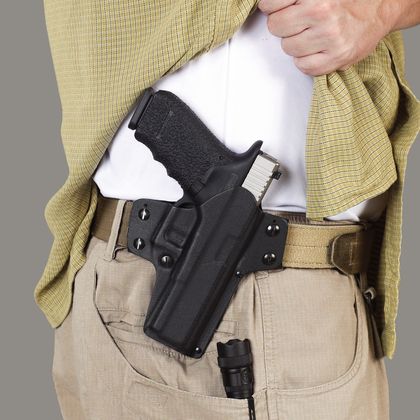 Galco Double TIme holster worn outside of the pants