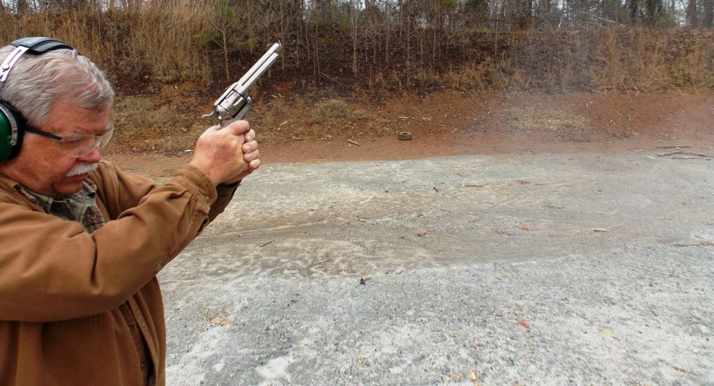 Bob Campbell shooting the Ruger Blackhawk revolver
