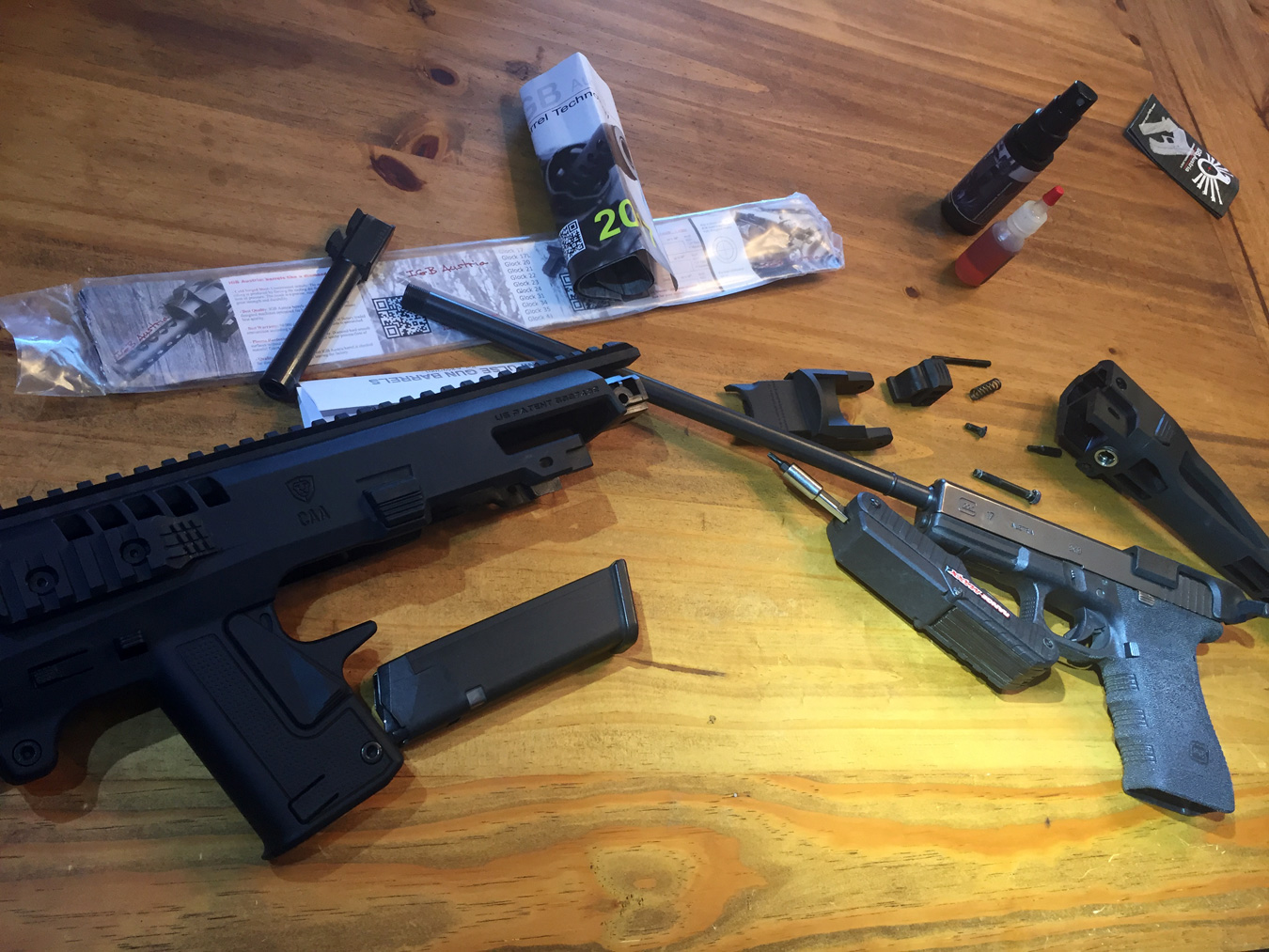 CAA Micro Roni disassembled with tools