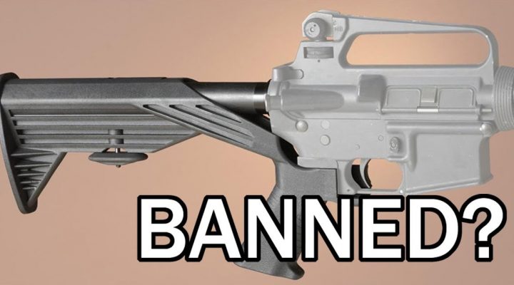 bump stock on an Ar-15 with banned message Bump Stocks