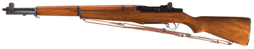 M1 Garand Rifle left profile with wood stock and sling