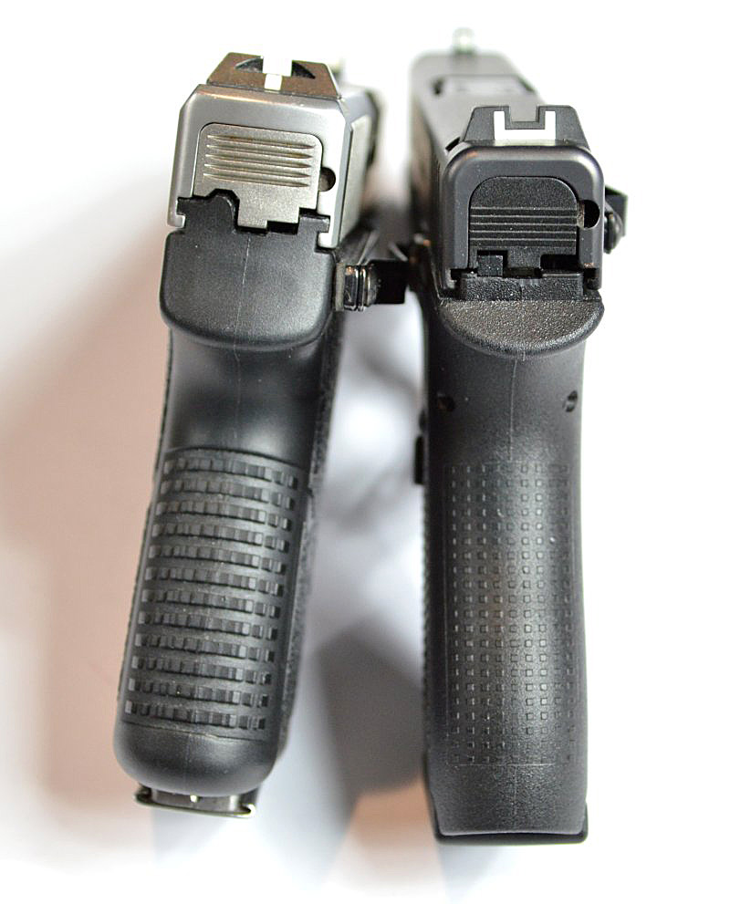 Kahr CM9 left, Glock 42 right