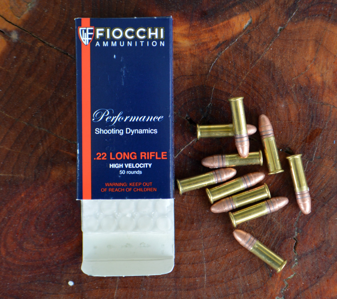 Fiocchi 22 LR blue ammunition box