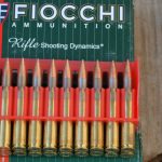 Fiocchi .30-06 FMJ cartridges on a green box