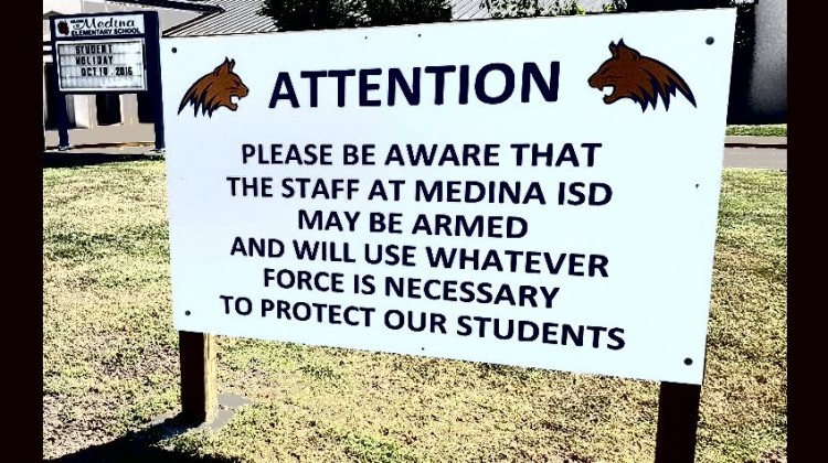 Teachers may be armed sign