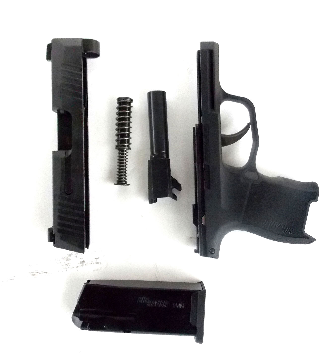 field stripped SIG P365 pistol