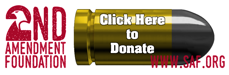 Second Amendment Foundation with animated bullet soliciting donations for Deerfield fight