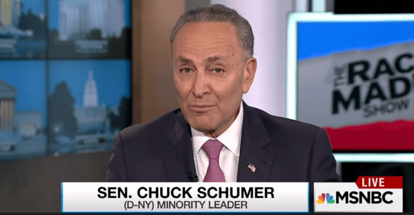Senator Chuck Schumer being interviewed on MSNBC