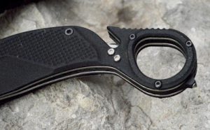glass breaker and seatbelt cutter on the Extrema Ratio Nightmare Karambit