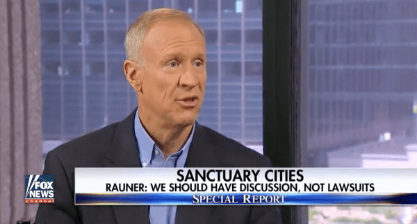Governor Bruce Rauner speaking aabout sanctuary cities and 72-hour wait periods for firearms