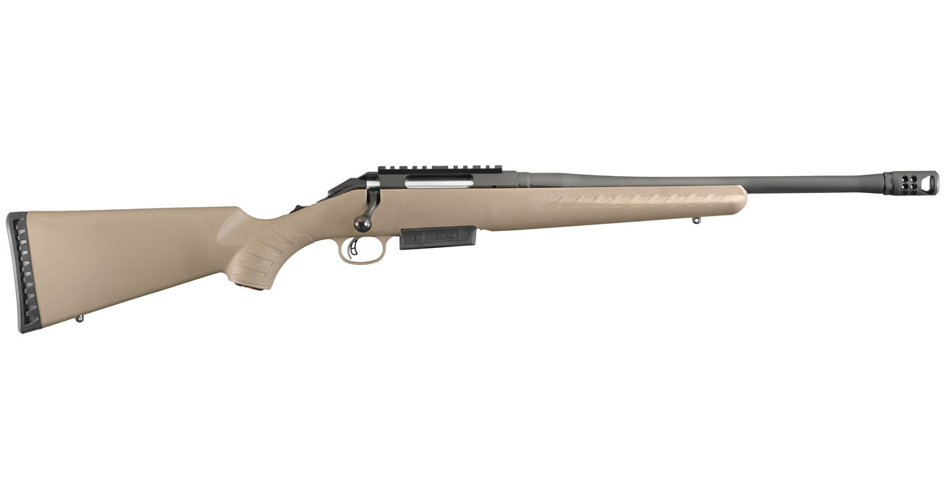 Ruger American .450 Bushmaster rifle with light brown stock