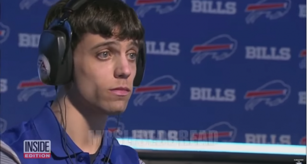 Alleged Jacksonville shooter David Katz in front of a Buffalo Bills board the subject of anti-gunners