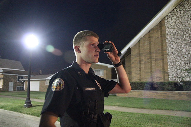ECPD Patrolman Joe Kelnhofer using the FLIR Breach thermal monocular