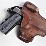 Ruger SR1911 pistol in a brown Wright Leatherworks holster