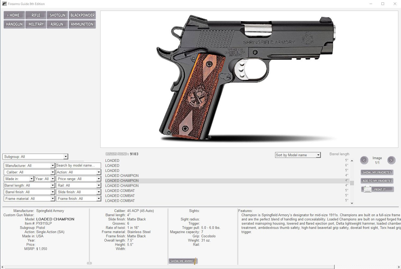 Firearms Guide handgun schematic