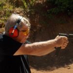 Bob Campbell shooting the Glock 35 two-handed