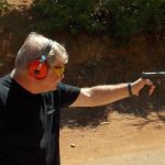 Bob Campbell shooting the Glock 35 one-handed