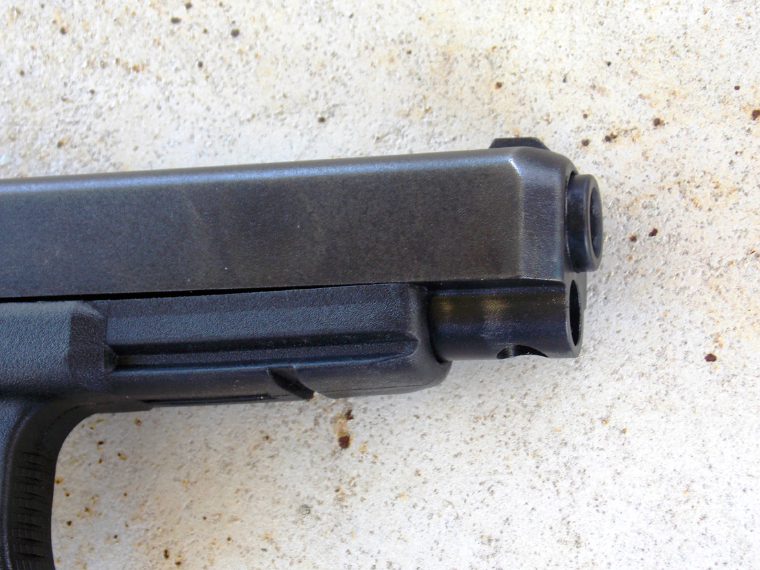 beveled nose of the Glock 35 pistol