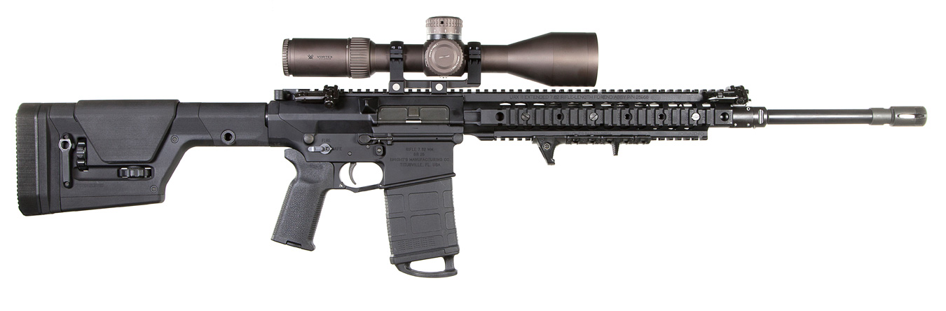 Magpul PRS stock on an AR 15 rifle profile right