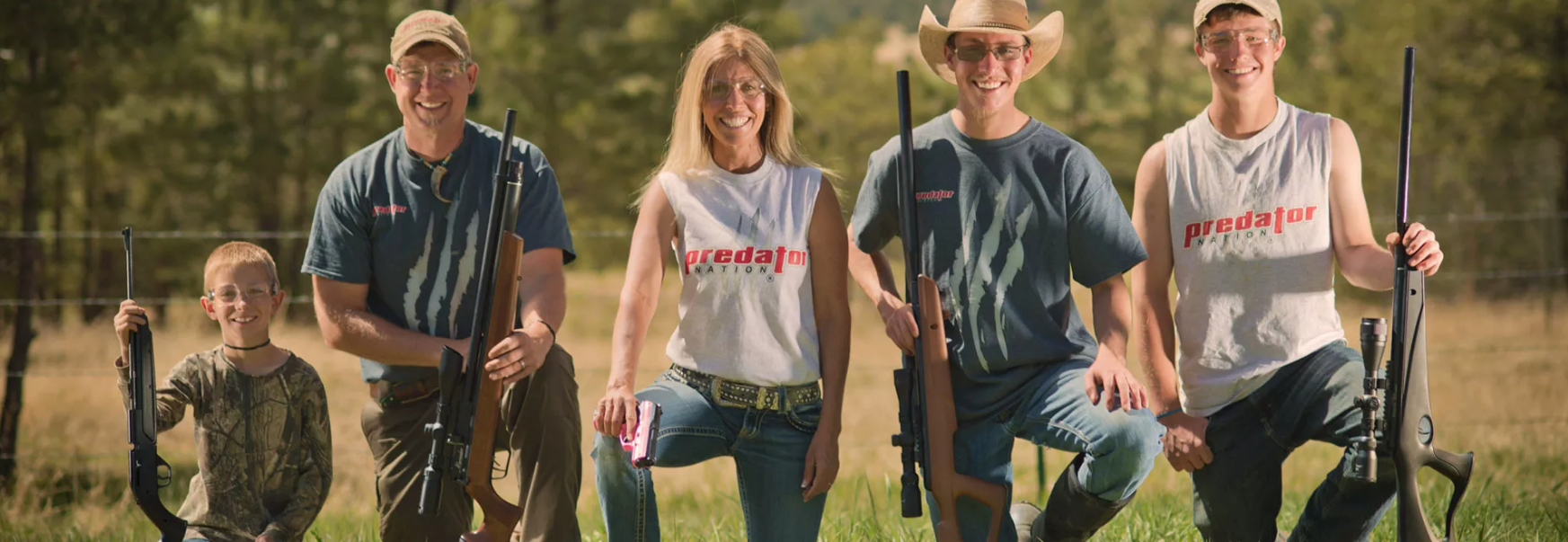 Fred and Michelle Eighler holding airguns