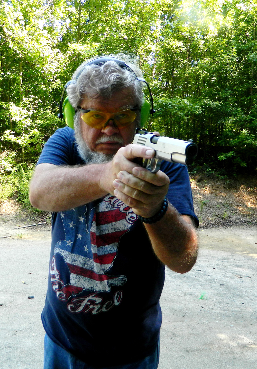 Bob Campbell shooting the Ruger SR1911 pistol in self-defense drills