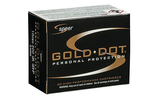 Speer Gold Dot 10mm ammunition box