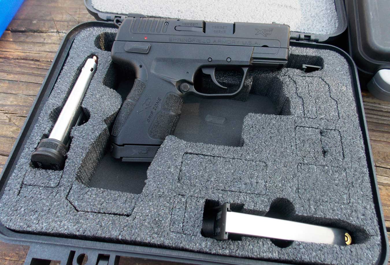 Springfield XDE in a hard plastic pistol case