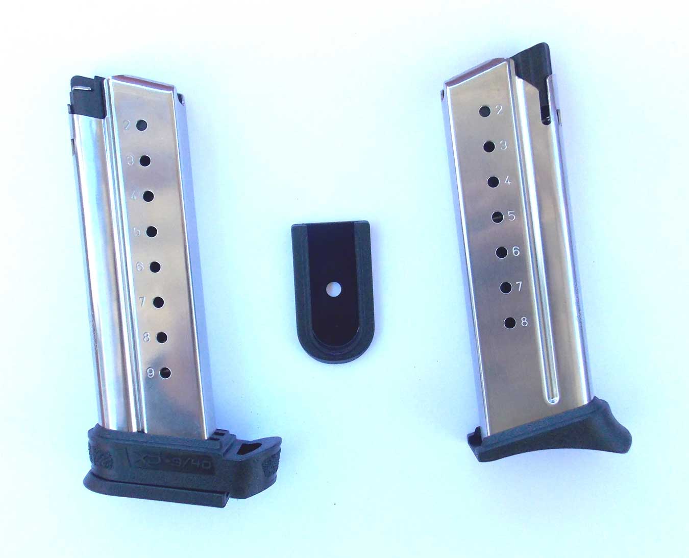 pistol magazines with an extra baseplate