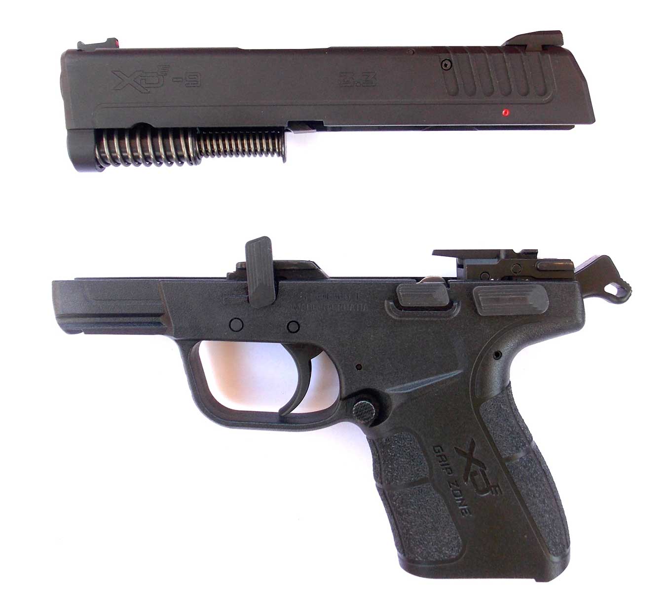 Springfield XDE with slide removed