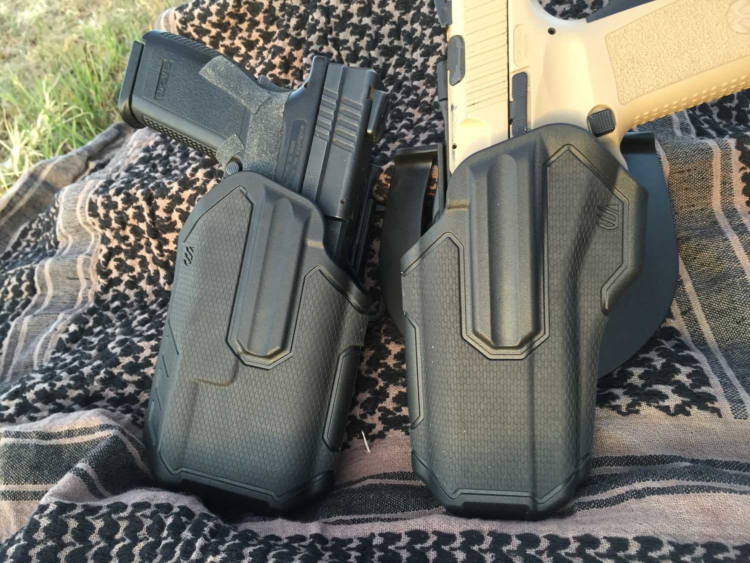 light bearing (left) and regular Blackhawk Omnivore holsters