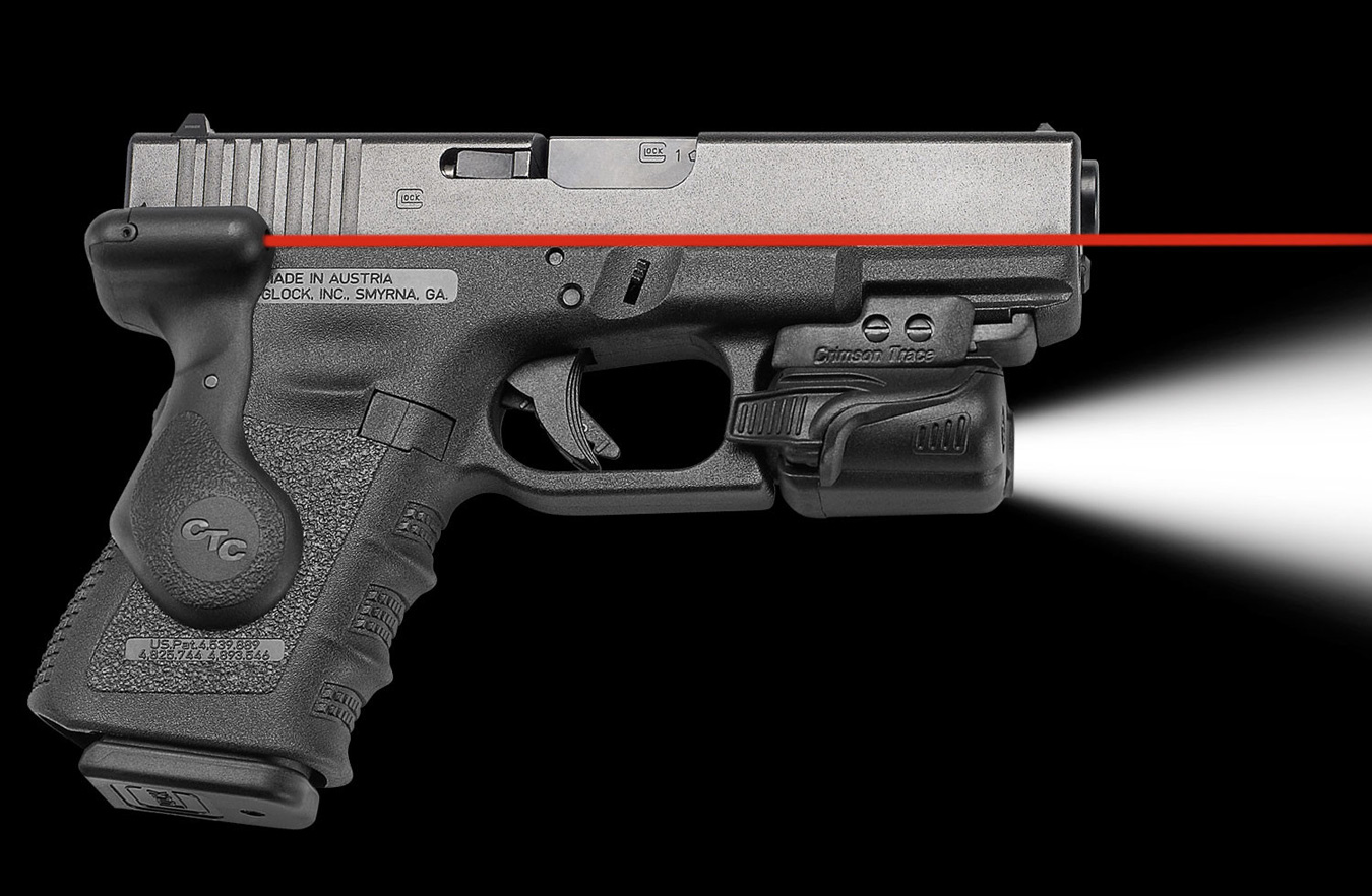 Pistol with a red laser grip and light rail