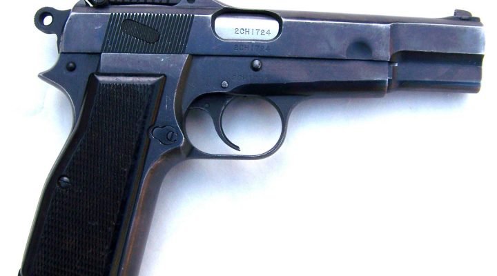 tangent sighted Browning Hi-Power pistol