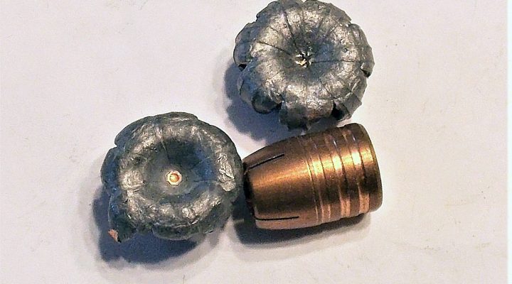 one intact bullet with two upset bullets