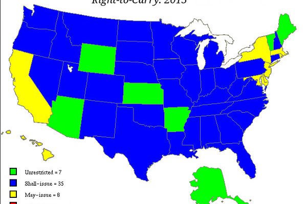 Map of Right to Carry states in the U.S.