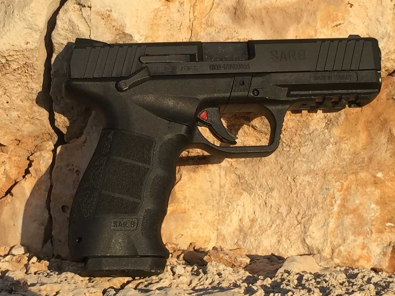 red safety lever on SAR 9 pistol