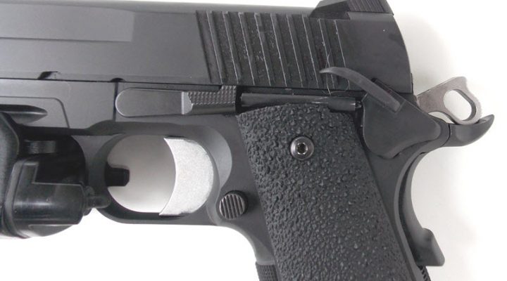 cocked and locked SIG TACOPS 1911 pistol