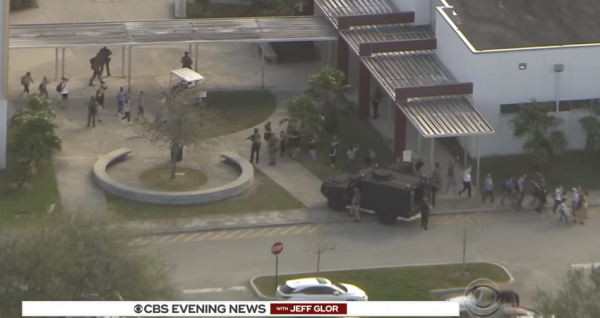 Helicopter view of the aftermath of the Parkland shooting for gun control