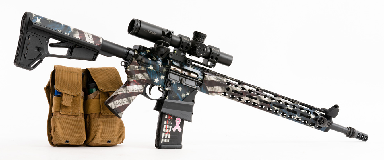 American flag coated AR-15 rifle