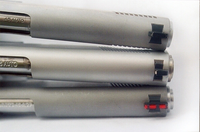 three different front sight posts for pistols