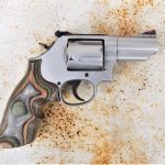 Model 69 .44 Magnum L frame revolver with wood grips