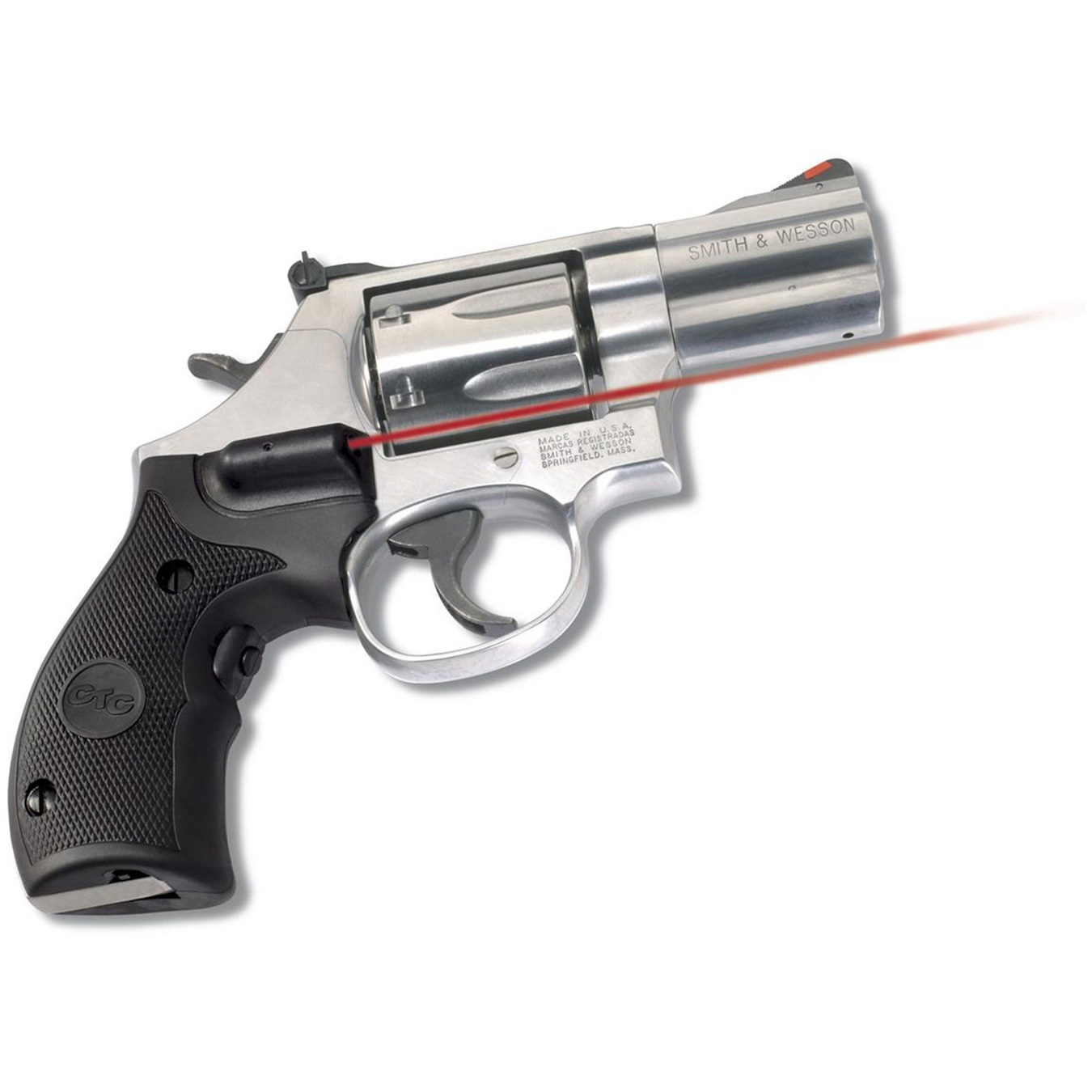 Crimson Trace grip laser on a Smith and Wesson revolver
