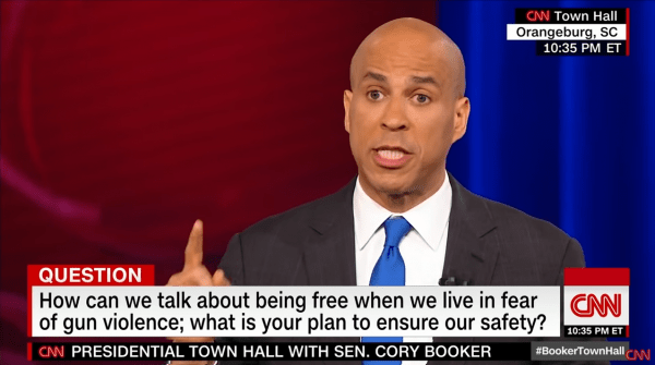 Senator Cory Booker at a town hHall meeting