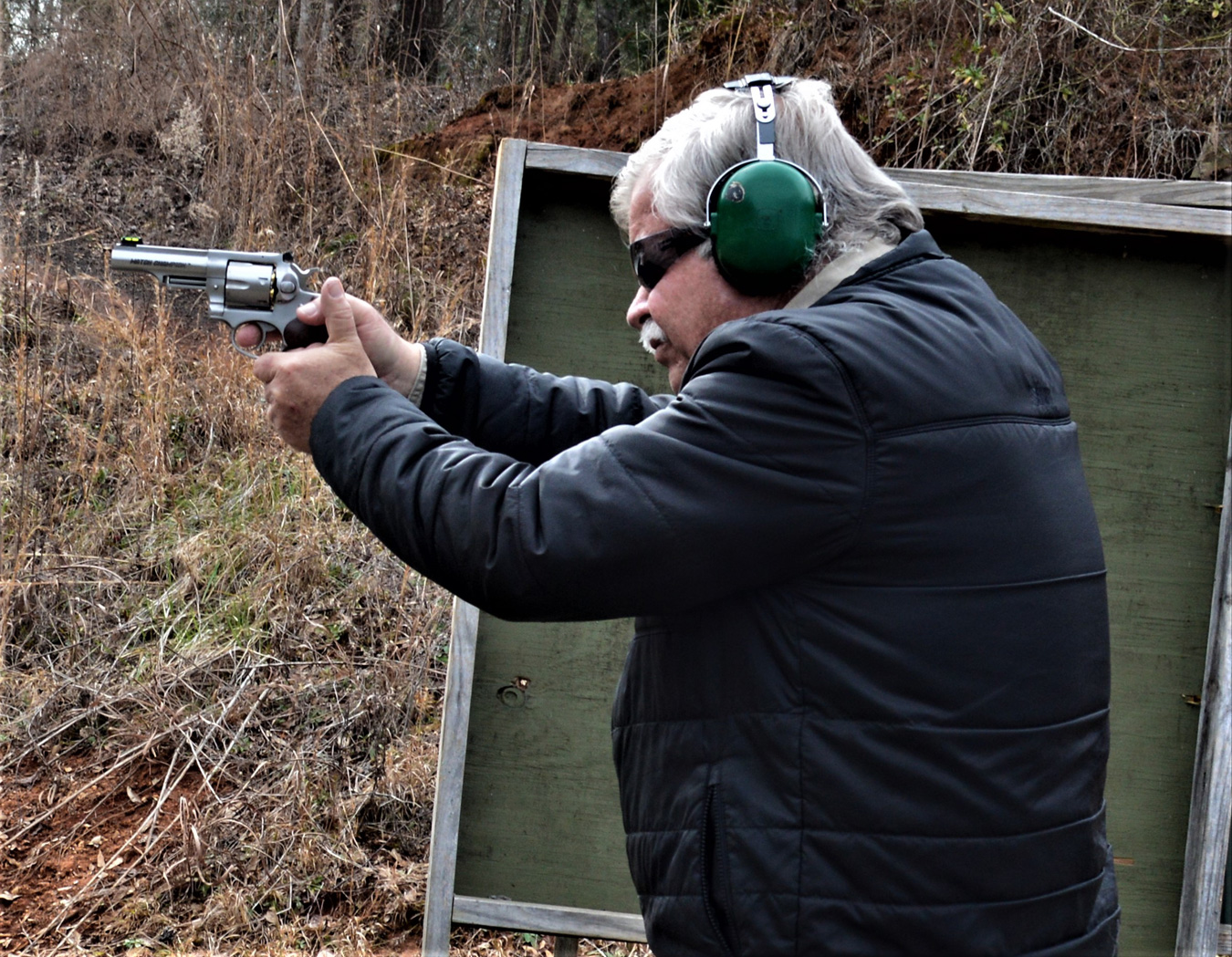 Bob Campbell shooting a Ruger GP100 revolver