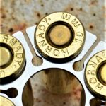Ruger GP100 moon clip with cartridges inserted