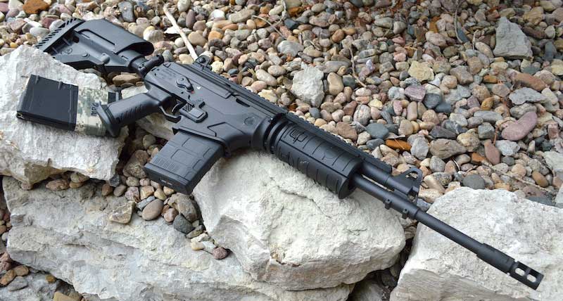Galil ACE .308 right profile on a bed of rocks