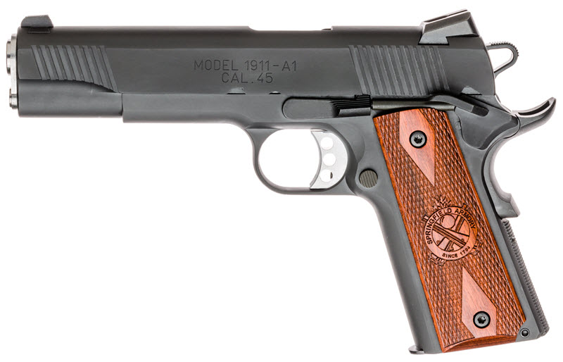 Parkerized Loaded 1911 pistol left profile
