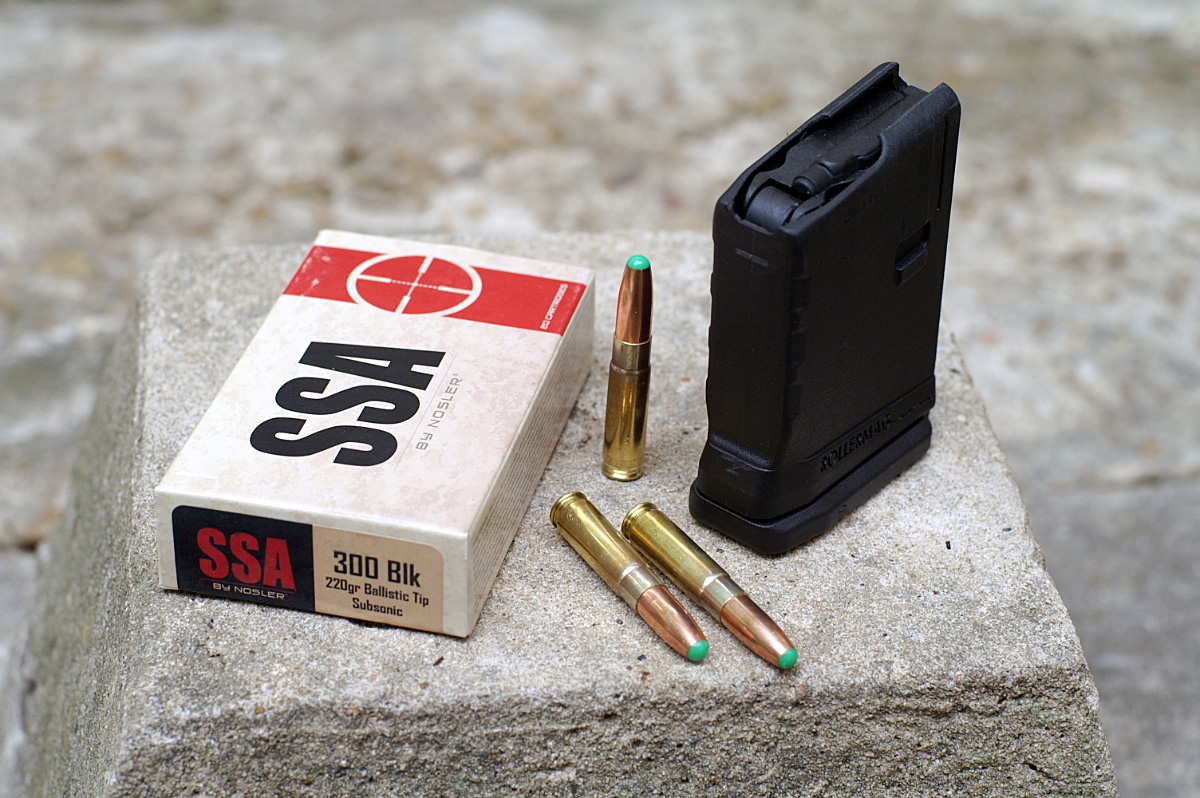 Magazine, bullets, and box of SSA .300 Blackout ammunition