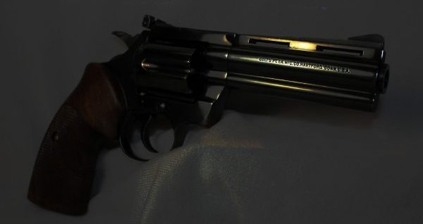 Darkened revolver protesting more gun control laws in Chicago