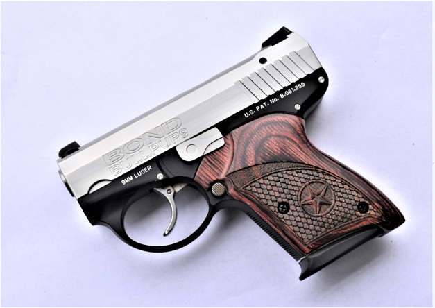 Bond Arms Bullpup pistol with wood grips left profile